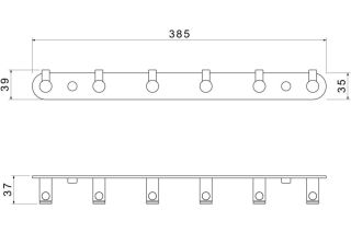 Планка Aquatek Европа AQ4124MB с 6 крючками черный